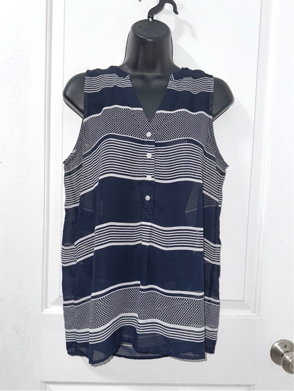 Gap blue and white Striped Sleeveless blouse size small